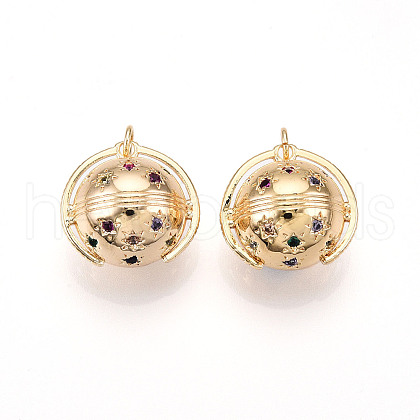 Brass Micro Pave Cubic Zirconia Pendants ZIRC-T016-15-1