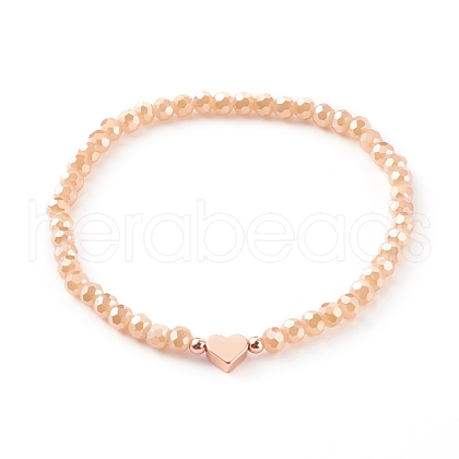 Electroplate Faceted Round Glass Beaded Bracelets BJEW-JB06124-01-1