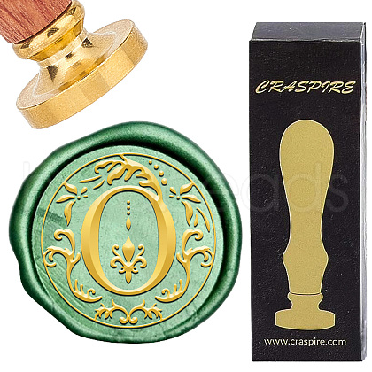 Brass Wax Seal Stamps with Wood Handle AJEW-WH0412-0248-1