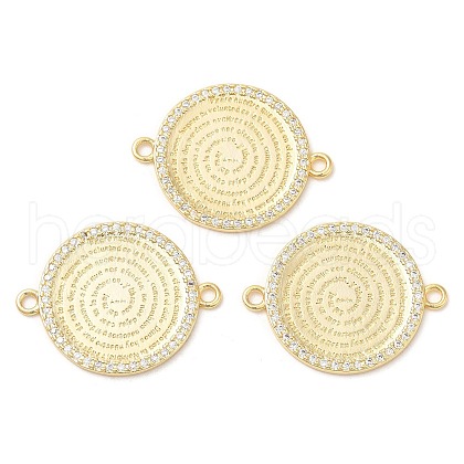 Rack Plating Brass Micro Pave Clear Cubic Zirconia Connector Charms KK-K332-17G-1