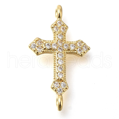 Brass Pave Clear Cubic Zirconia Connector Charms KK-M101-02D-G02-1