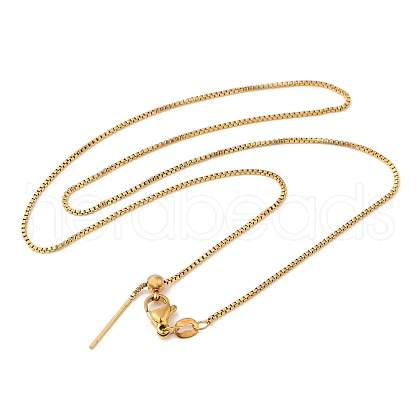 304 Stainless Steel Box Chain Necklace for Women NJEW-G104-05G-1