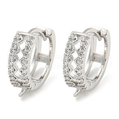 Rack Plating Brass Micro Pave Cubic Zirconia Hoop Earring Findings EJEW-C102-21A-P-1