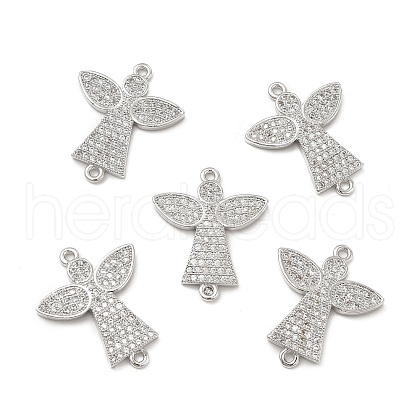 Brass Micro Pave Clear Cubic Zirconia Connector Charms X-KK-E068-VB265-1