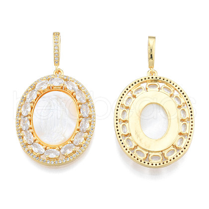 Brass Micro Pave Clear Cubic Zirconia Pendants KK-N227-134-1