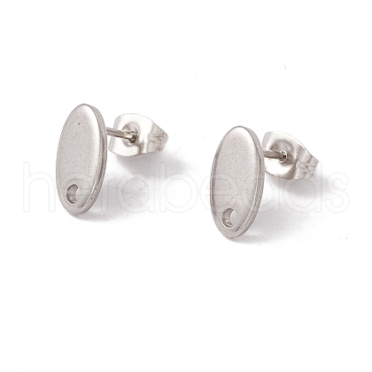 Non-Tarnish 201 Stainless Steel Stud Earring Findings with Hole EJEW-A071-01A-P-1