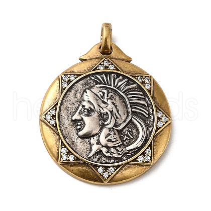 Brass with Cubic Zirconia Pendants KK-Z033-11AS-1