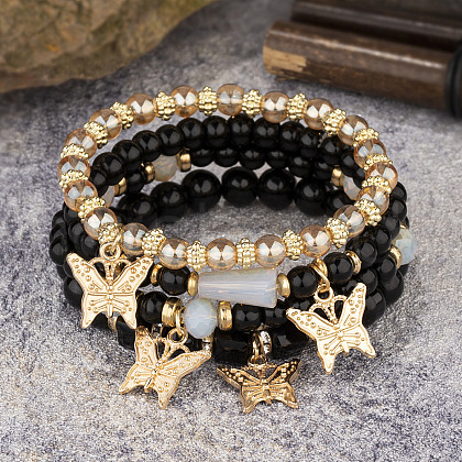 Boho Style Wood Beaded Stretch Bracelet Sets for Women WGE3C3B-36-1
