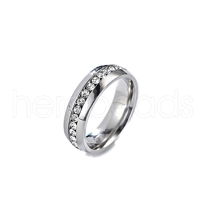 Stainless Steel Rhinestone Finger Rings PW-WG1A103-01-1