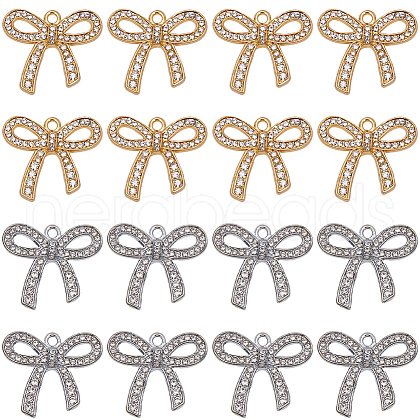 SUNNYCLUE 24Pcs 2 Colors Alloy Rhinestone Pendants ALRI-SC0001-46-1