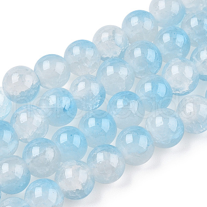 Crackle Baking Painted Imitation Jade Glass Beads Strands DGLA-YW0001-17E-1