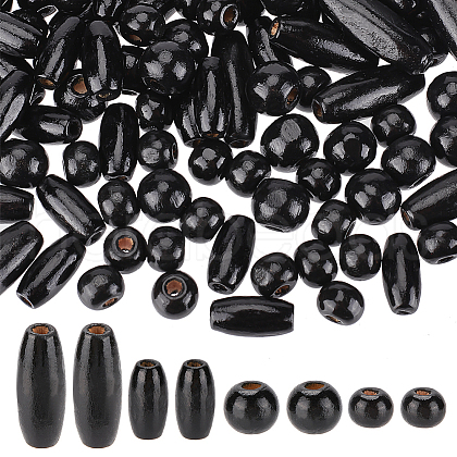   480Pcs 4 Style Dyed Natural Wood Beads WOOD-PH0002-42-1