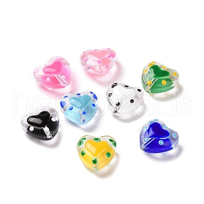 Glass Heart Beads GLAA-D005-01-1