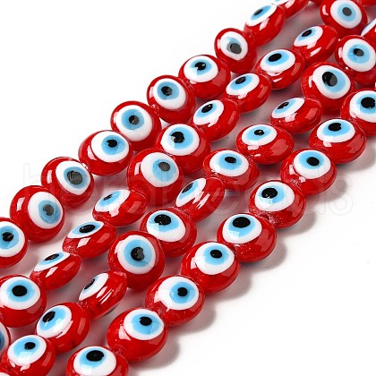 Handmade Evil Eye Lampwork Beads Strands LAMP-E030-03A-1