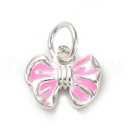 925 Sterling Silver Pearl Pink Enamel Charms STER-C014-01A-S-1