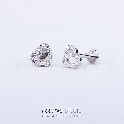 Stainless Steel Micro Pave Clear Cubic Zirconia Cartilage Earrings for Women Men WG126FA-13-1
