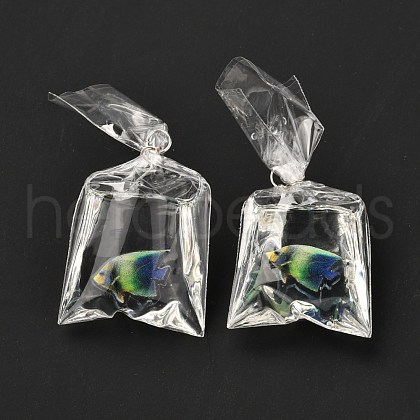 Resin Pendants with Iron Jump Ring RESI-A015-03B-1