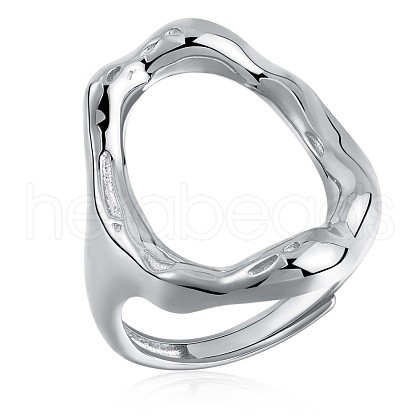 Rhodium Plated 925 Sterling Silver Oval Adjustable Ring JR878A-1