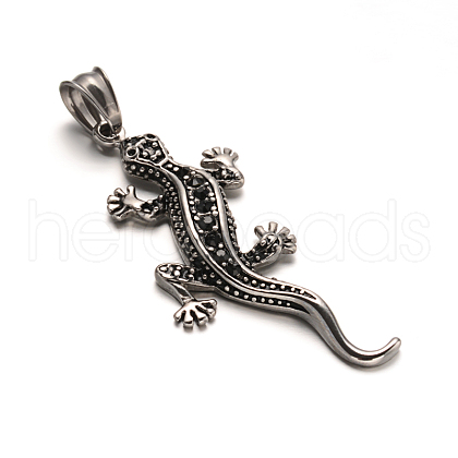 Gecko 304 Stainless Steel Rhinestone Big Pendants X-STAS-M222-12AS-1