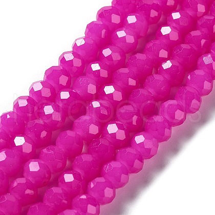 Baking Painted Imitation Jade Glass Bead Strands X-DGLA-A034-J8MM-A28-1