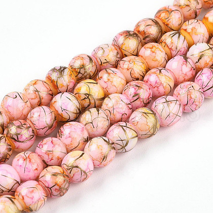Baking Painted Glass Beads Strands DGLA-N003-6mm-B02-1
