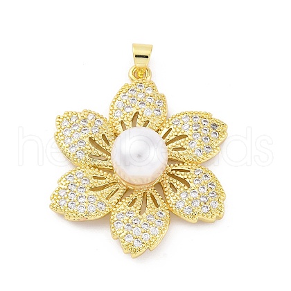 Brass Micro Pave Cubic Zirconia Pendants KK-U066-10G-1