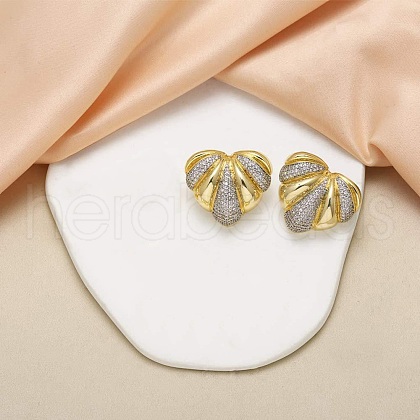 Brass Micro Pave Clear Cubic Zirconia Stud Earrings for Women EJEW-U059-03GP-1