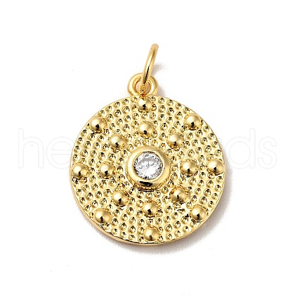 Rack Plating Brass Micro Pave Clear Cubic Zirconia Pendants KK-H431-21G-1