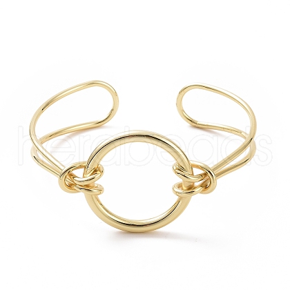 Brass Round Circle Open Cuff Bangle BJEW-F445-16G-1