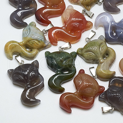 Natural Agate Pendants G-T122-17-1