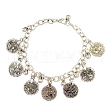 Vintage Style Alloy Coin Tassel Anklets for Women FS-WGA8430-07-1