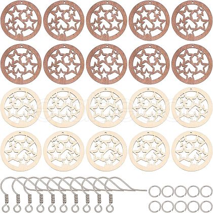 SUPERFINDINGS DIY Wooden Dangle Earring Making Kits DIY-FH0002-82-1