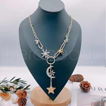 Rhinestone & Brass & Alloy & Iron Pendant Necklaces FS-WGADE70-06-1