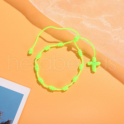 Cross Nylon Cord Braided Bead Bracelets WG2C716-11-1