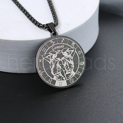 201 Stainless Steel Pendant Necklaces with Alloy Box Chain WGA45A6-15-1