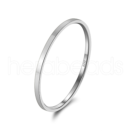 Rhodium Plated 925 Sterling Silver Plain Band Rings RJEW-P099-01A-P-1
