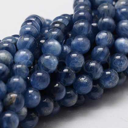 Natural Dyed & Heated Grade AA Kyanite/Cyanite/Disthene Round Bead Strands G-O143-07-8mm-1-1
