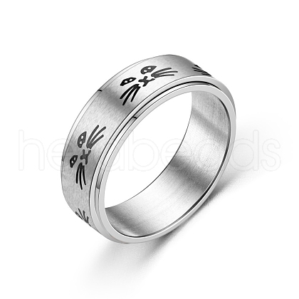 Rotating Stainless Steel Anxiety Relief Rings for Women Men PW-WG4928D-15-1