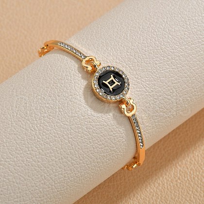 12 Constellations Golden Alloy Rhinestone Bangles for Women WG283F1-04-1