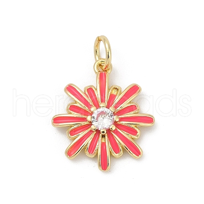 Brass Pave Cubic Zirconia with Enamel Pendants KK-U062-38G-01-1