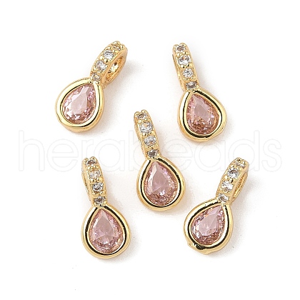 Brass Micro Pave Cubic Zirconia Charms KK-Q039-04C-G-1