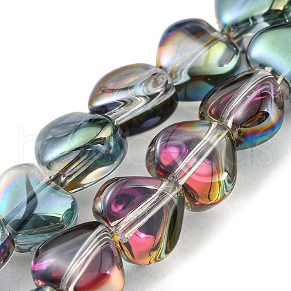 Half Plated Electroplate Transparent Glass Beads Strands EGLA-G037-09A-HP02-1