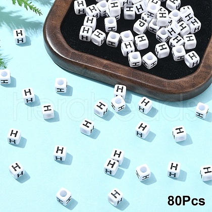 Acrylic Horizontal Hole Letter Beads OACR-YW0002-08H-1
