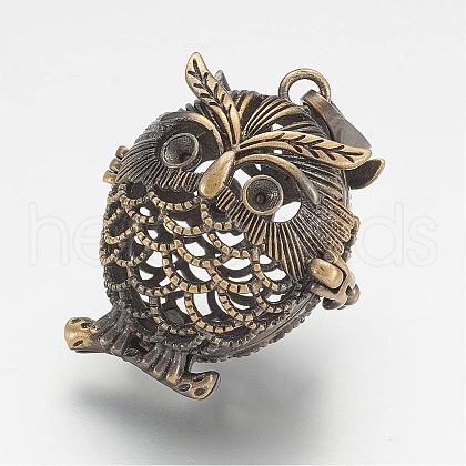Brass Cage Pendants KK-D528-02AB-1