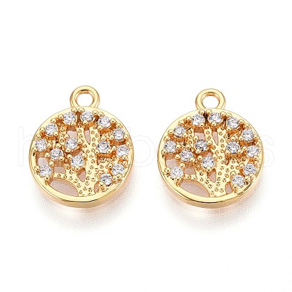 Brass Micro Pave Cubic Zirconia Charms KK-N263-81G-1