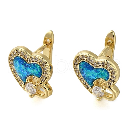 Heart Rack Plating Brass Micro Pave Cubic Zirconia Hoop Earrings EJEW-P277-07A-G-1