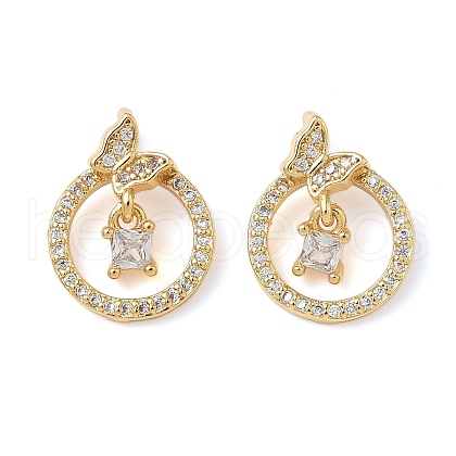 Brass Micro Pave Cubic Zirconia Pendants KK-Q068-28G-1