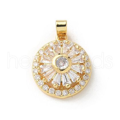 Brass Micro Pave Clear Cubic Zirconia Pendants ZIRC-D276-01G-F-1