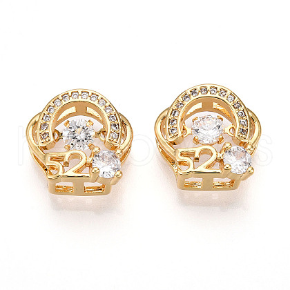 Brass Micro Pave Cubic Zirconia Charms KK-N261-91G-1