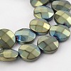 Electroplate Non-magnetic Synthetic Hematite Flat Round Bead Strands G-L368-05C-1